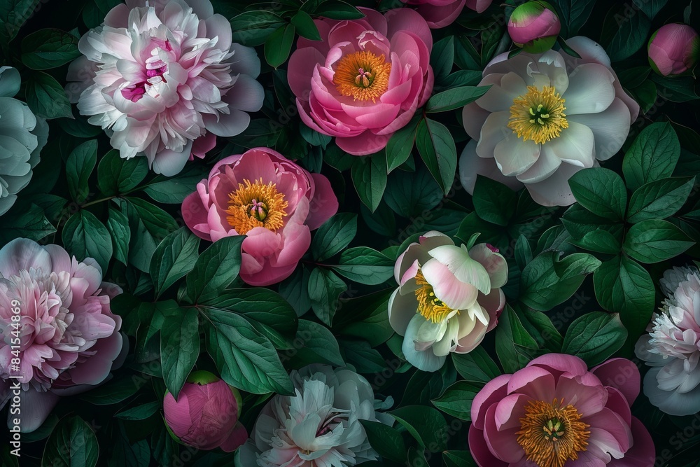 Vibrant Peony Garden at Night Generative AI Vibrant Peony Garden at Night Generative AI