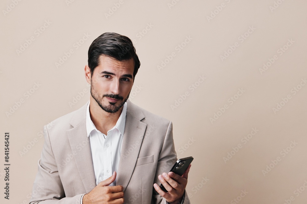 smile man suit hold phone call business happy trading portrait smartphone smile man suit hold phone call business happy trading portrait smartphone