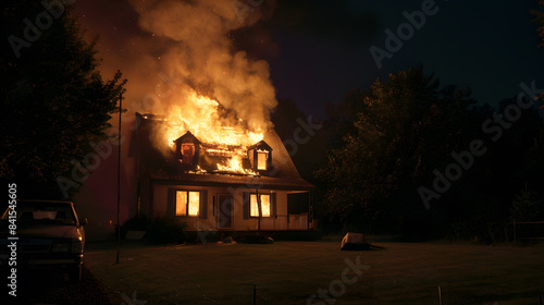 house fire at night