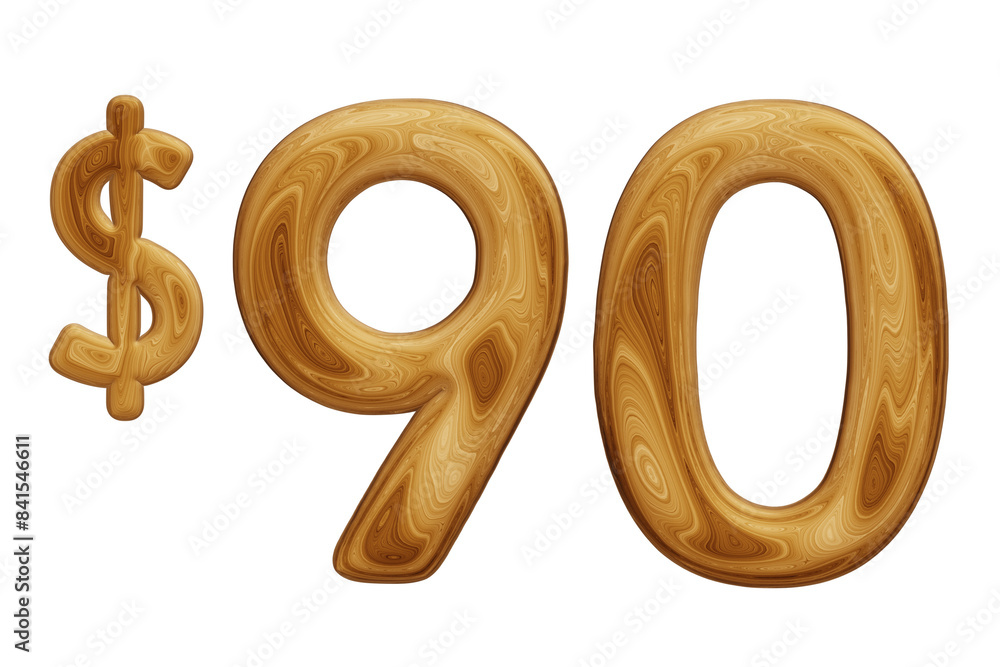 Wooden 90 dollar for price and offer concept Wooden 90 dollar for price and offer concept