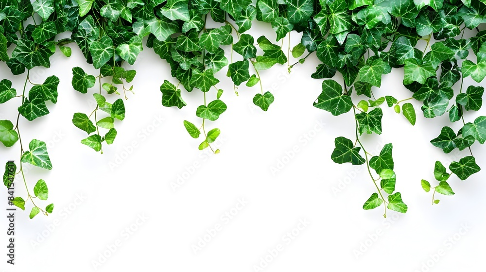 Beautiful Small Green Leaves Forming a Natural Border Frame on White Background Beautiful Small Green Leaves Forming a Natural Border Frame on White Background