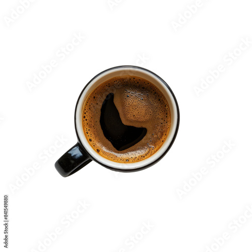 Top View of a Cup of Black Coffee on Transparent Background, PNG photo