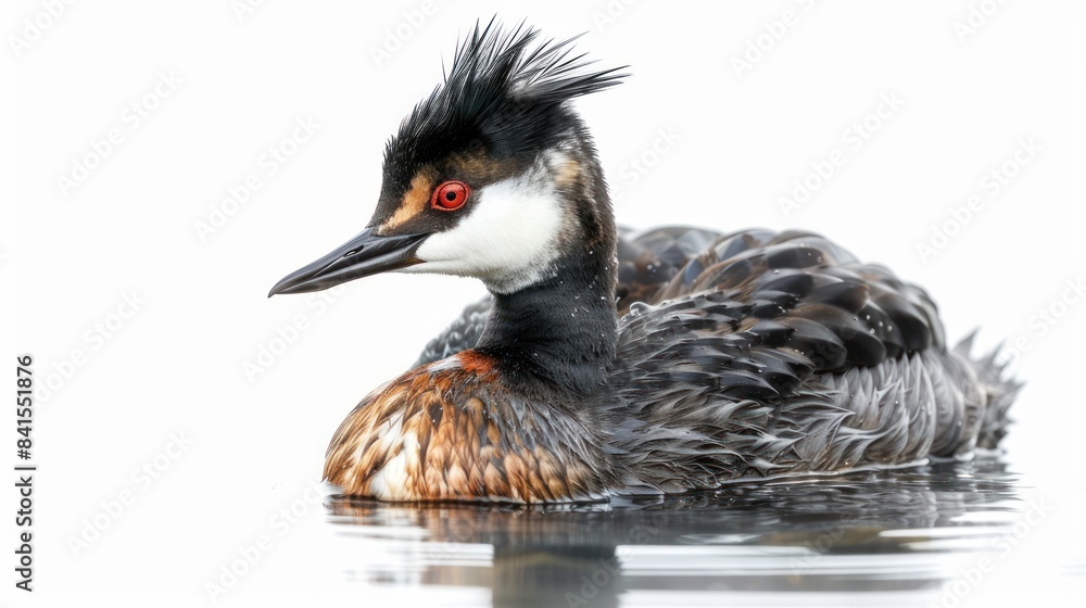 Eared Grebe full body clearly photo on white background , Eared Grebe full body clearly photo on white background ,