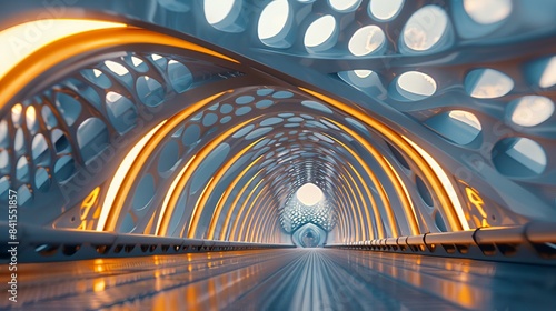 A close-up shot of intricate bridge architecture, emphasizing its design details and engineering marvel, symbolizing innovation and progress. photo