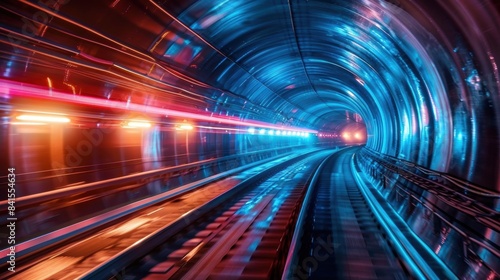 Warp Tunnel with Blue Light Streams Sci-Fi Rapid Spaceflight
