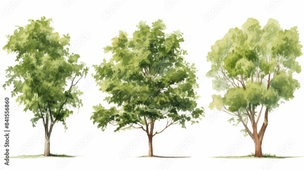 Obraz premium Tree with watercolor style isolated on white background