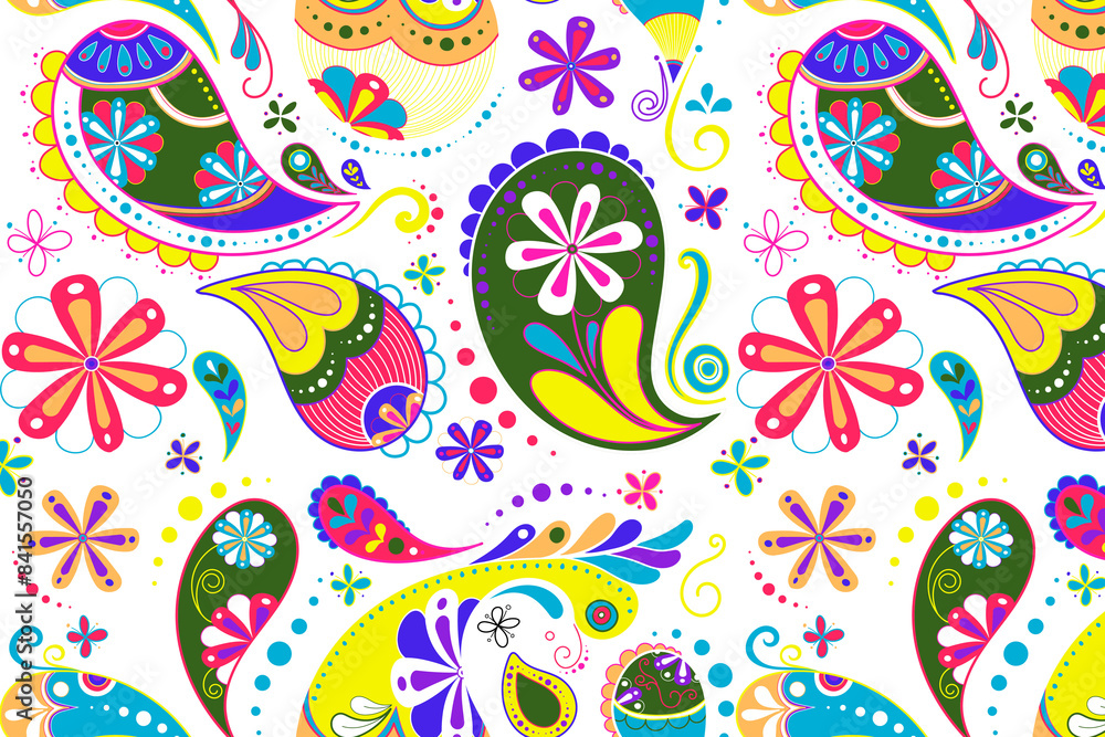 Paisley pattern background png, Indian flower illustration in colorful design Paisley pattern background png, Indian flower illustration in colorful design