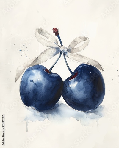 Whimsical Cherry Gift Illustration for Romantic Occasions Generative AI photo