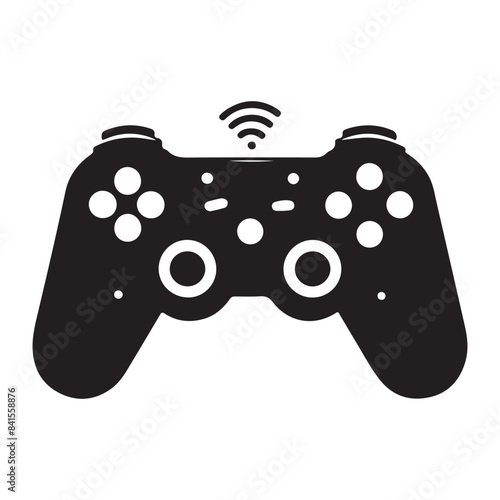 Gaming controller silhouette vector art illustration.