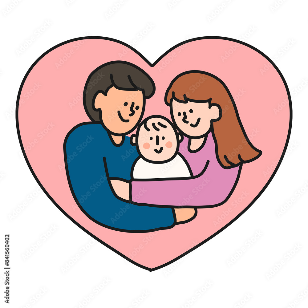 Family heart png sticker, parents and baby transparent background Family heart png sticker, parents and baby transparent background