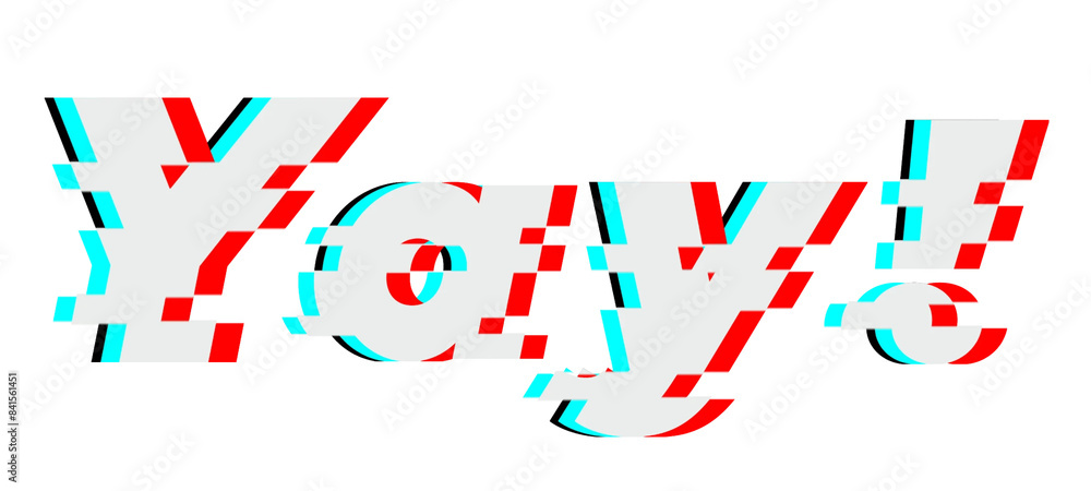 Fototapeta premium Yay! word png glitch font, transparent background