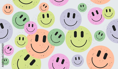 Cute smile icons pattern background vector design