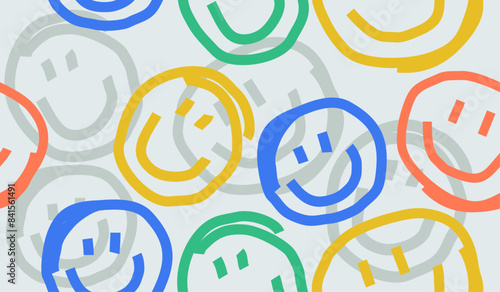 Cute smile icons pattern background vector design