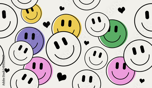 Cute smile icons pattern background vector design