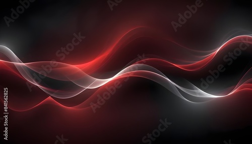 Smooth gradient background red black white color abstract wave backdrop, banner poster header design