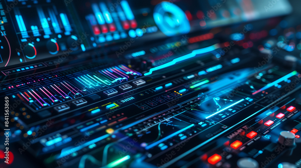 Futuristic AI-Enhanced Music Composition Software Creating Original Tunes Through a Sleek Digital Interface, Showcasing Innovative Creativity Futuristic AI-Enhanced Music Composition Software Creating Original Tunes Through a Sleek Digital Interface, Showcasing Innovative Creativity