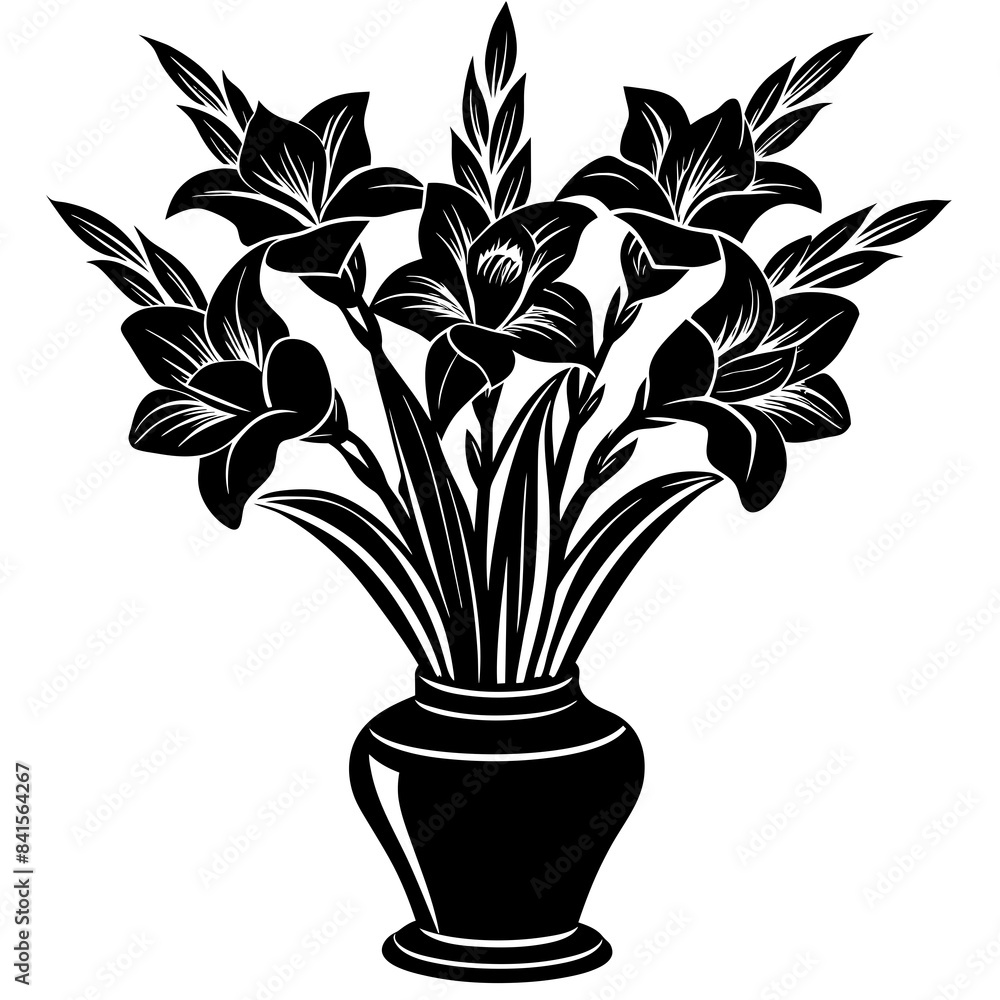 Gladiolus vase vector silhouette illustration Gladiolus vase vector silhouette illustration