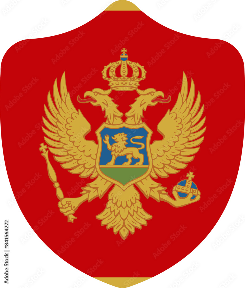 Shield Shape of Montenegro flag Shield Shape of Montenegro flag