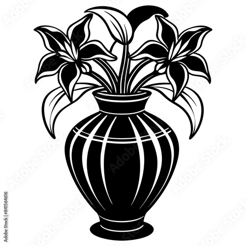 Iris vase vector silhouette illustration