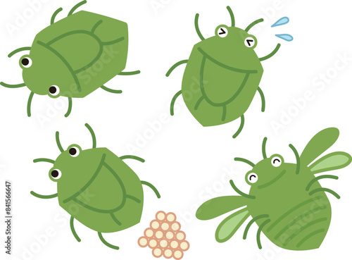 カメムシのイラスト・飛ぶ