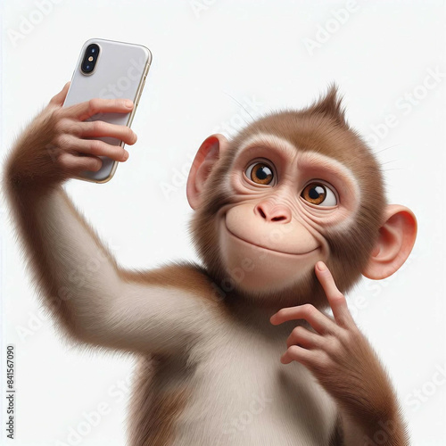 a mischievous monkey making a big smile white background