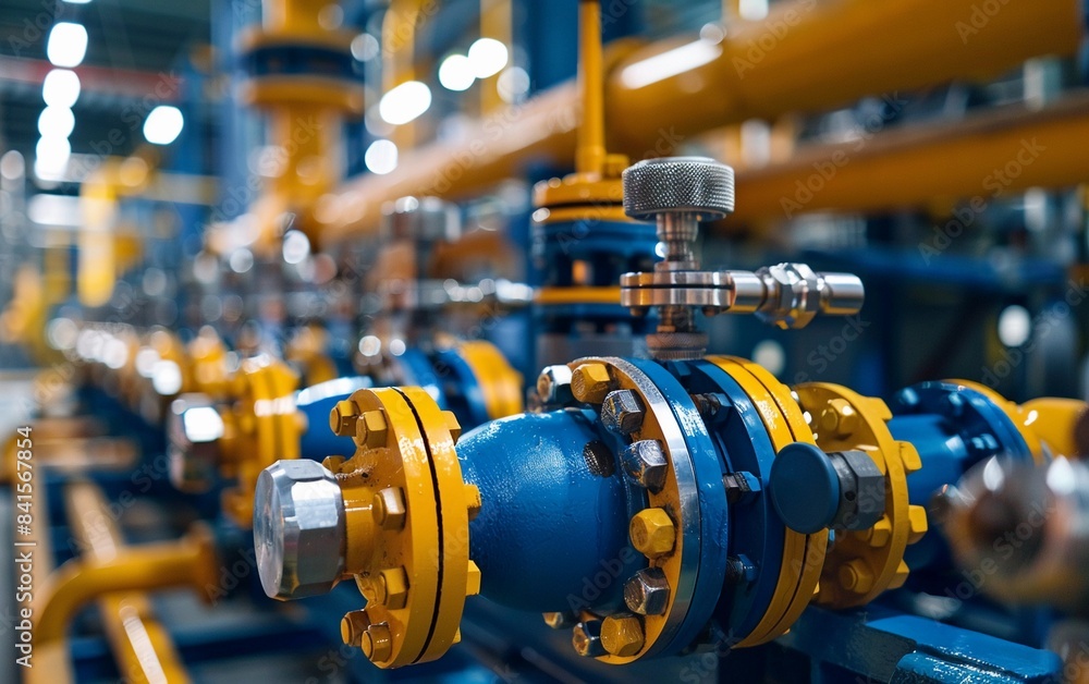 Close-up photo of gas processing equipment in a modern factory Close-up photo of gas processing equipment in a modern factory