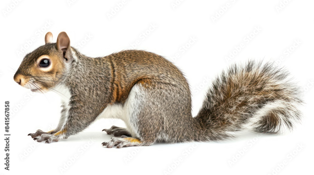 Eastern Gray Squirrel full body clearly photo on white background , Eastern Gray Squirrel full body clearly photo on white background ,