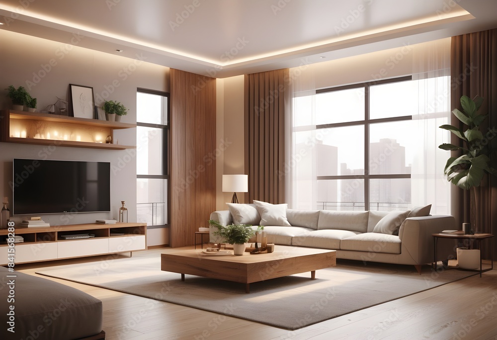 Fototapeta premium Photo modern style conceptual interior room 3d illustration