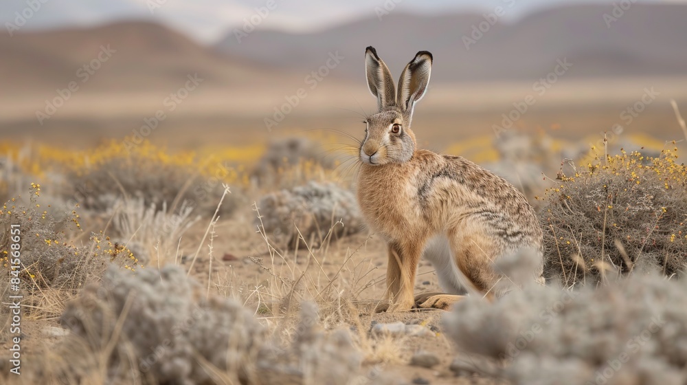 Tolai hair Lepus tolai in desert area. Generative Ai Tolai hair Lepus tolai in desert area. Generative Ai