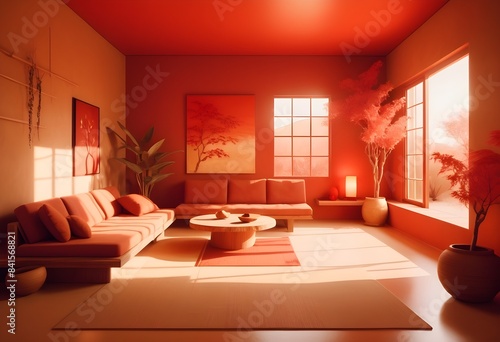 Photo modern style conceptual interior room 3d illustration