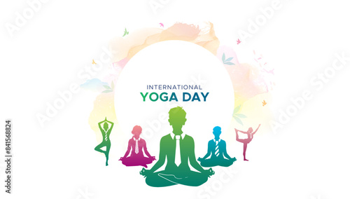 Happy yoga day. International Yoga background design.