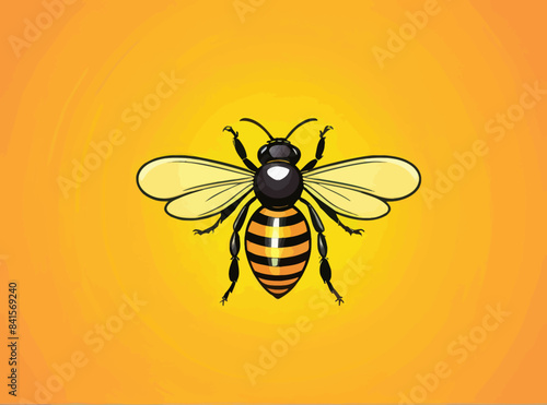 a black and yellow bee on a yellow background