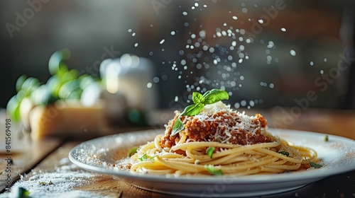 A Plate of Spaghetti With a Touch of Parmesan photo