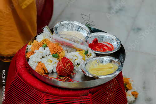 haldi ceremony ritual in Indian wedding
 photo