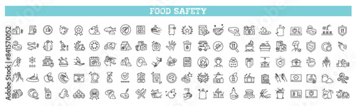 Set of outline food safety icons