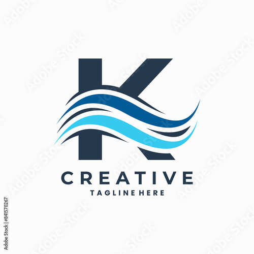 letter k logo with airflow shapes combination concept