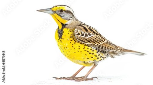 Eastern Meadowlark full body clearly photo on white background ,  photo
