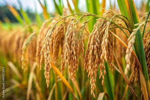 withered rice plant. Crop harvest failure crisis
