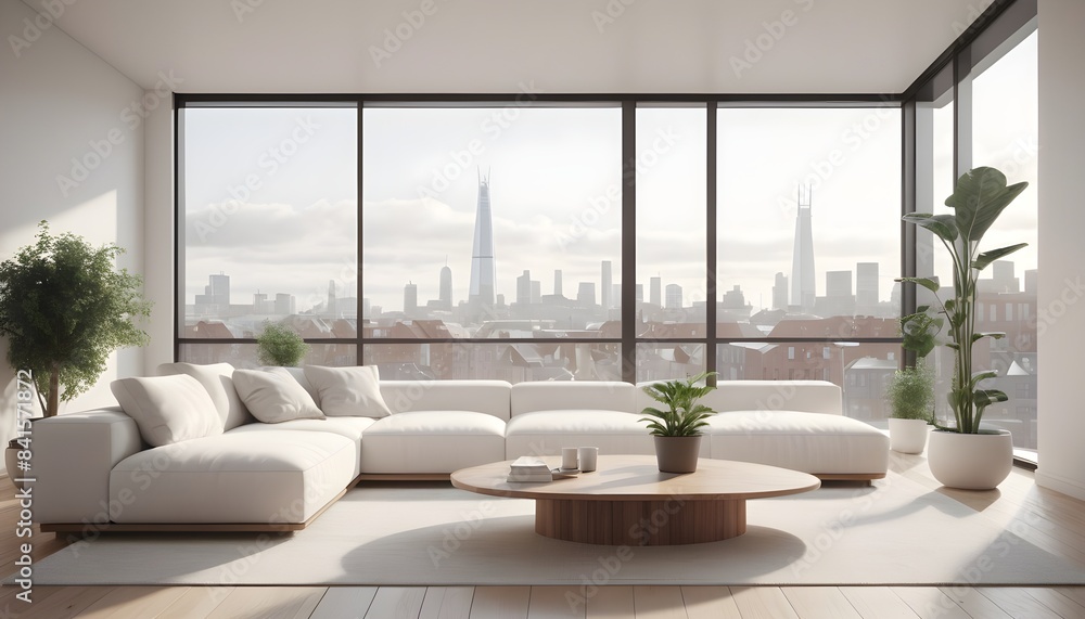 Fototapeta premium Photo modern style conceptual interior room 3d illustration