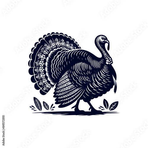Turkey silhouette Clip art isolated vector illustration on white background