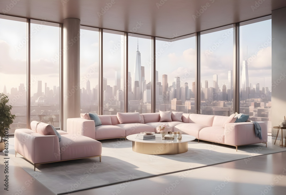 Fototapeta premium Photo modern style conceptual interior room 3d illustration