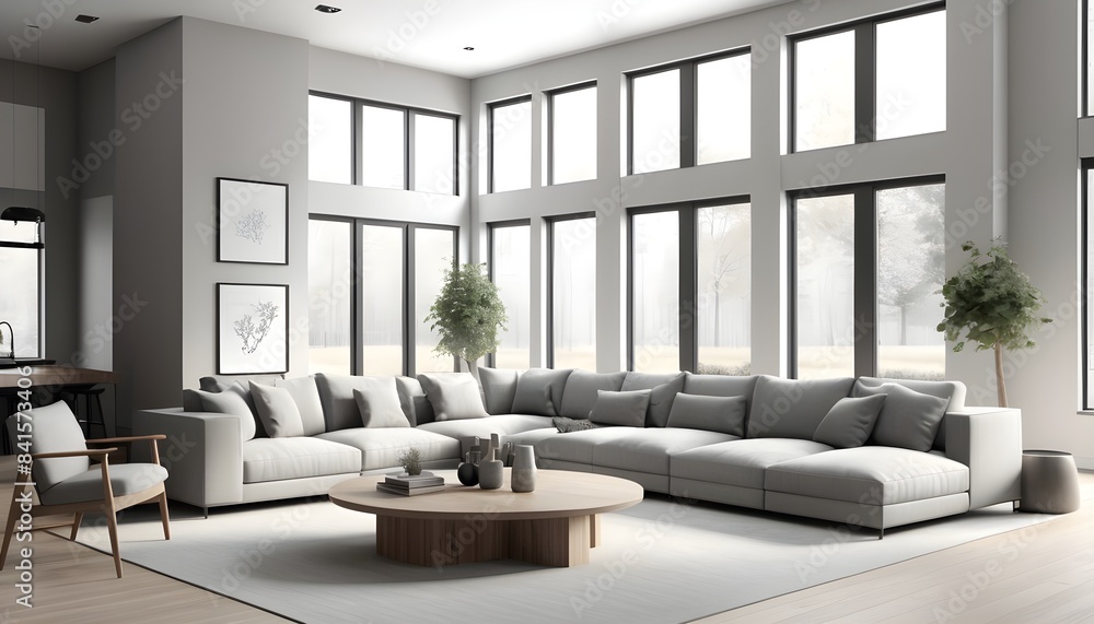 Fototapeta premium Photo modern style conceptual interior room 3d illustration