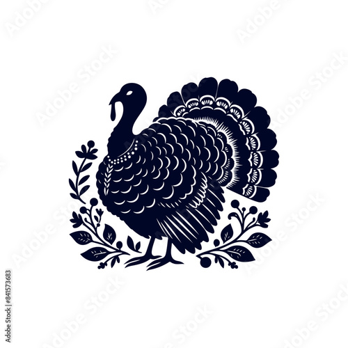 Turkey silhouette Clip art isolated vector illustration on white background