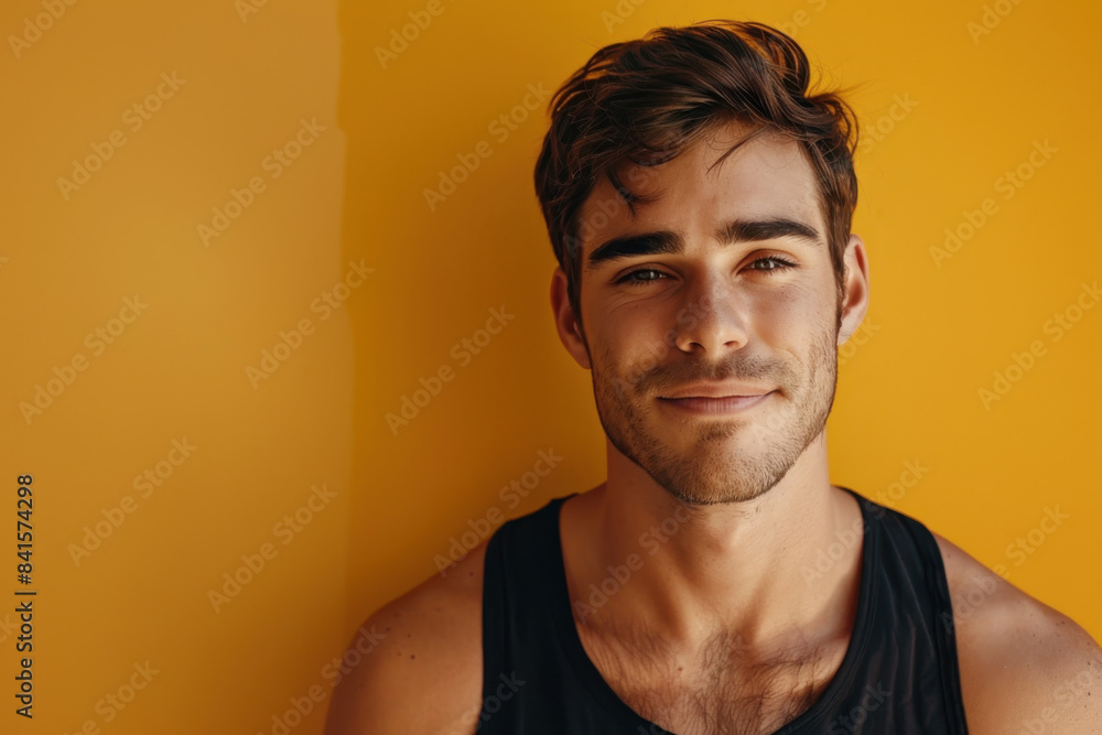 Obraz premium A close up portrait of a young man with a subtle smile