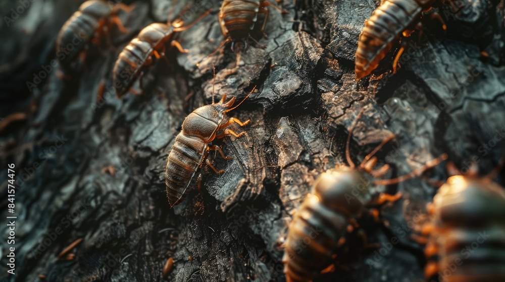 Macro Photography of Isopods on Tree Bark in Dense Forest Macro Photography of Isopods on Tree Bark in Dense Forest