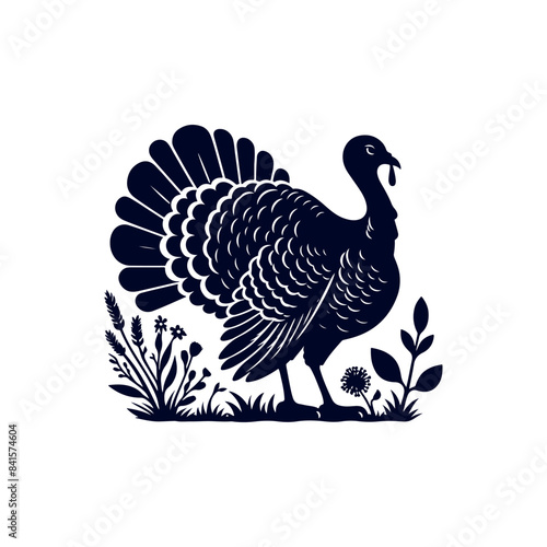 Turkey silhouette Clip art isolated vector illustration on white background