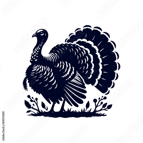 Turkey silhouette Clip art isolated vector illustration on white background