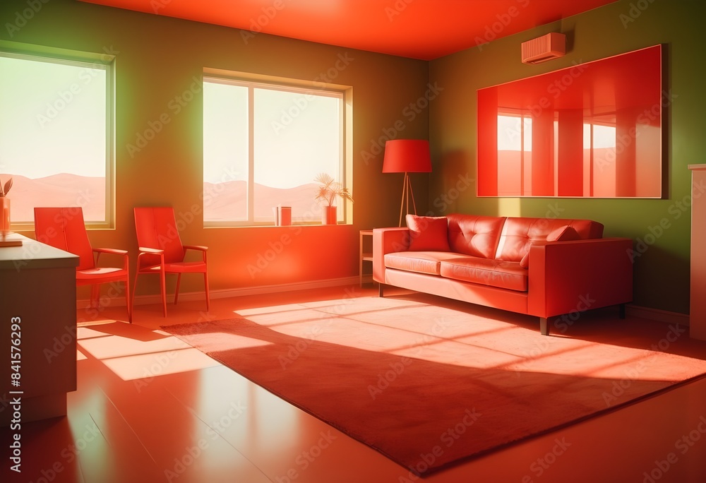 Fototapeta premium Photo modern style conceptual interior room 3d illustration