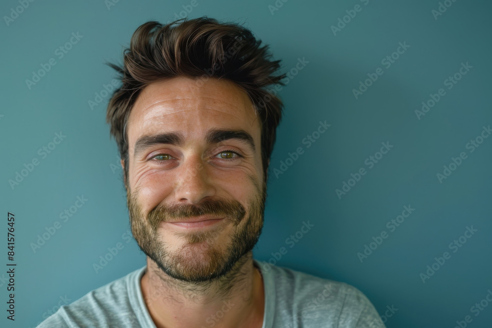 Fototapeta premium A close up portrait of a young man with a subtle smile