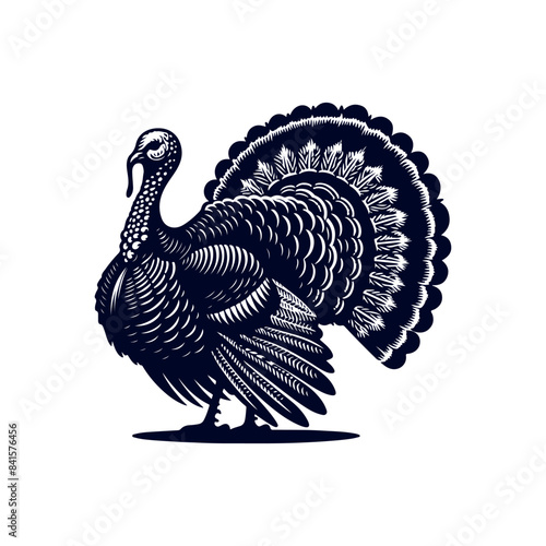 Turkey silhouette Clip art isolated vector illustration on white background